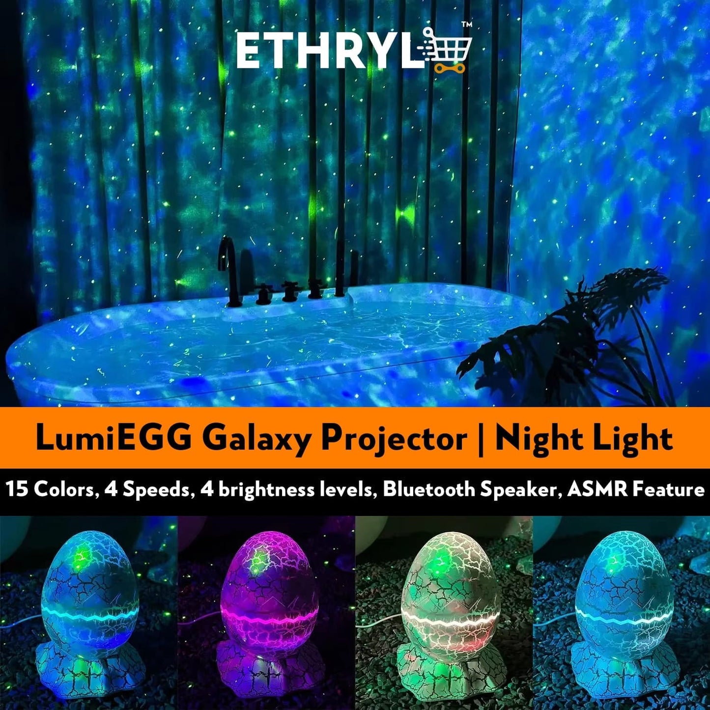 LumaEgg™ — Dinosaur Egg Galaxy Projector | Night Lamp | Bluetooth Speaker | ASMR Electronics