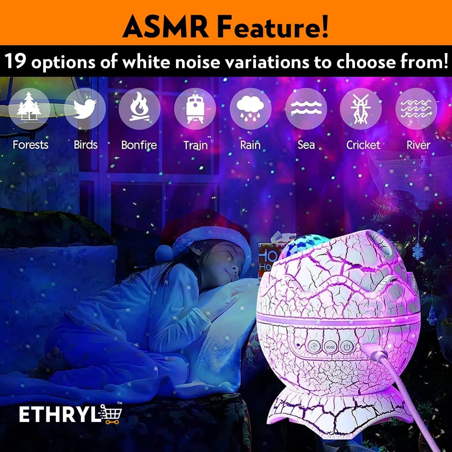 LumaEgg™ — Dinosaur Egg Galaxy Projector | Night Lamp | Bluetooth Speaker | ASMR Electronics