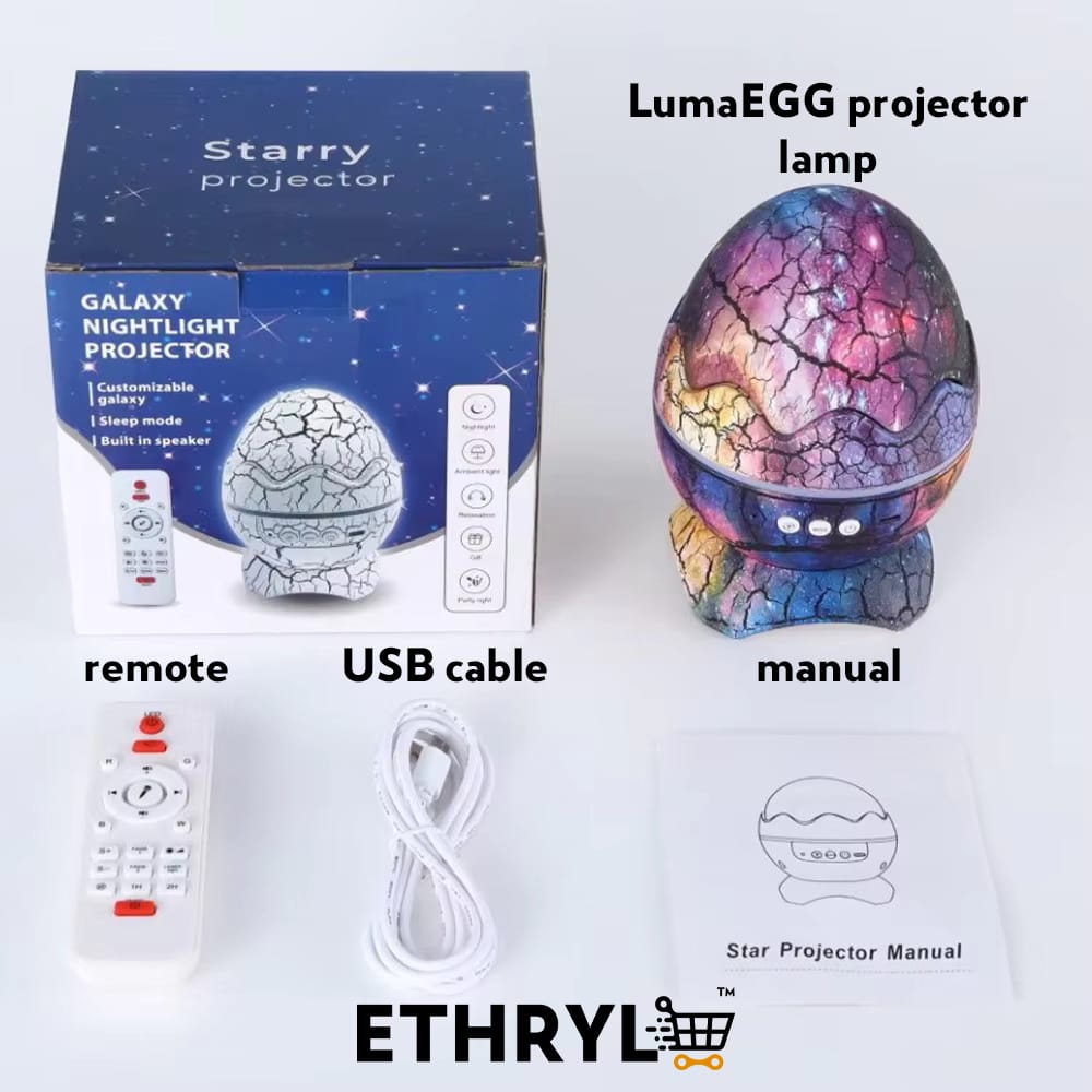 LumaEgg™ — Dinosaur Egg Galaxy Projector | Night Lamp | Bluetooth Speaker | ASMR Electronics ethryl store best multipurpose store