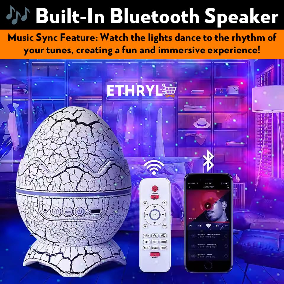 LumaEgg™ — Dinosaur Egg Galaxy Projector | Night Lamp | Bluetooth Speaker | ASMR Electronics ethryl store best multipurpose store