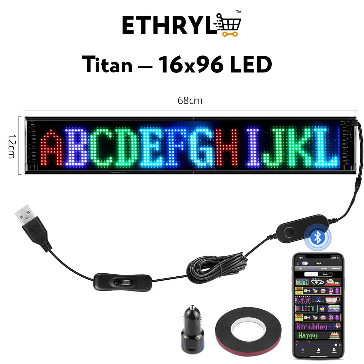 Pixel Art LED Programmable Display | Car Windshield Display | Ambient Room Decor Lighting ethryl store best multipurpose store